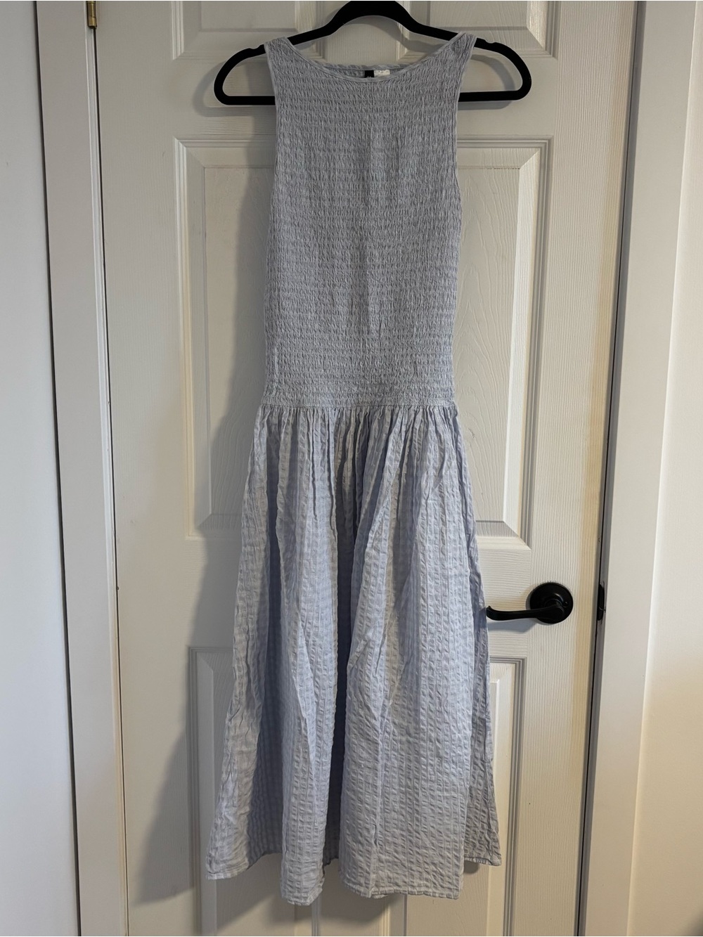 H&M Light Blue Sleeveless Smocked Maxi Dress